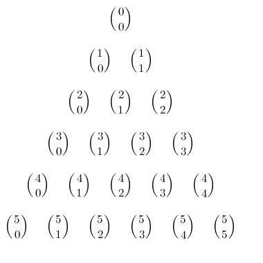 Pascals trekant med binomialkoeffisientar